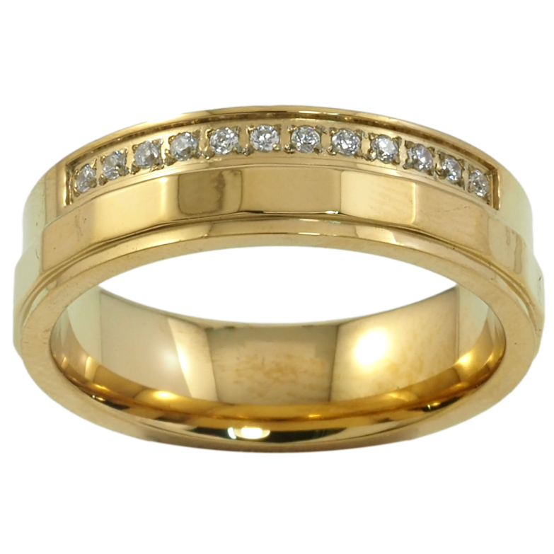 Кольцо Xuping TTM Stainless Steel Цвет 14К Дорожка циркония, шир. 6мм фото №1