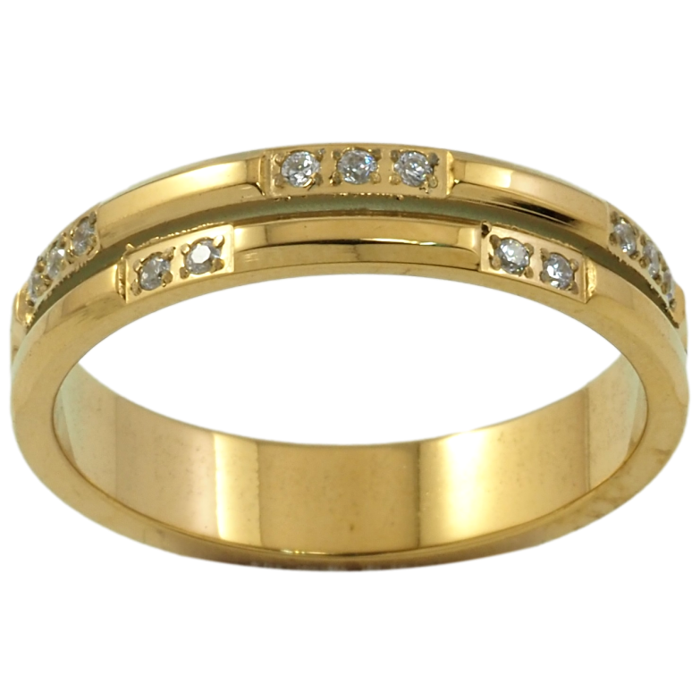 Каблучка Xuping TTM Stainless Steel Колір 14К «Візерунок з цирконієм» фото №3