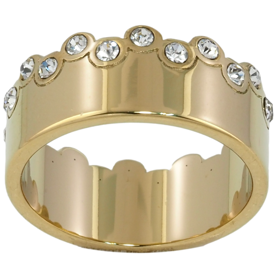 Каблучка Xuping TTM Stainless Steel Колір 14К «Візерунок з цирконієм» фото №1