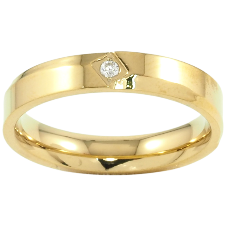 Кольцо Xuping TTM Stainless Steel Цвет 14К Вставка цирконий, шир. 4мм фото №1