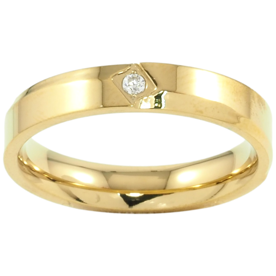 Кольцо Xuping TTM Stainless Steel Цвет 14К Вставка цирконий, шир. 4мм фото №1