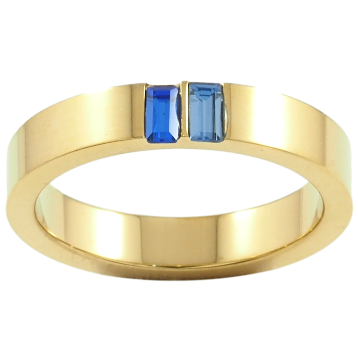 Кольцо Xuping TTM Stainless Steel Цвет 14К Вставка два синих кристалла, шир. 4мм фото №12