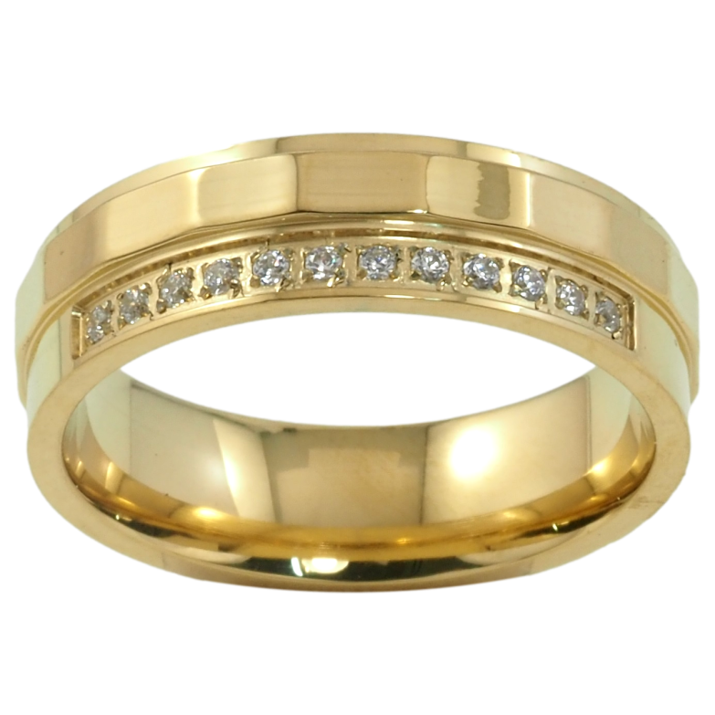 Кольцо Xuping TTM Stainless Steel Цвет 14К Дорожка циркония шир. 6мм фото №2 Кольцо Xuping TTM Stainless Steel Цвет 14К Дорожка циркония шир. 6мм фото №2
