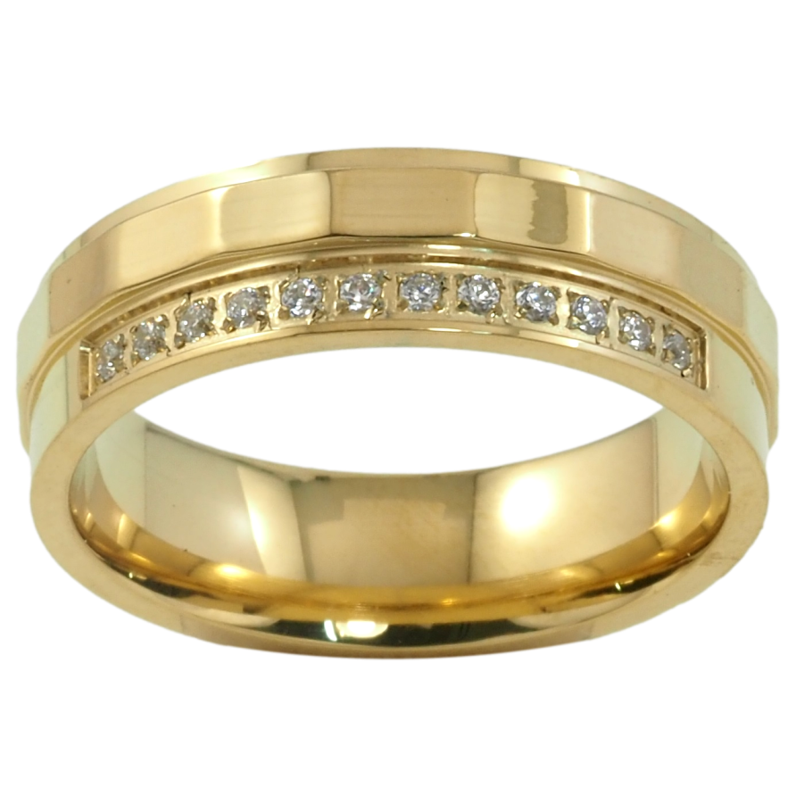 Кольцо Xuping TTM Stainless Steel Цвет 14К Дорожка циркония шир. 6мм фото №1