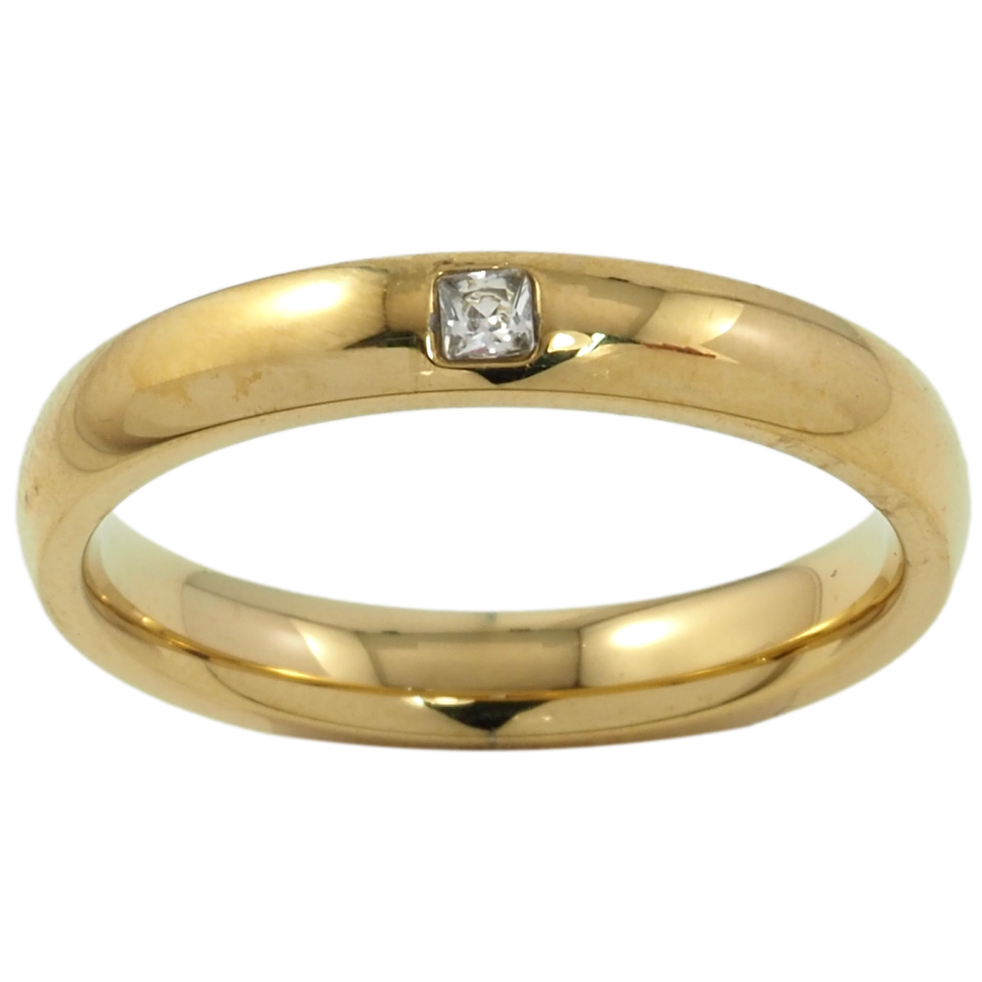 Каблучка Xuping TTM Stainless Steel Колір 14К «Вставка цирконій, шир. 3.5мм» фото №1