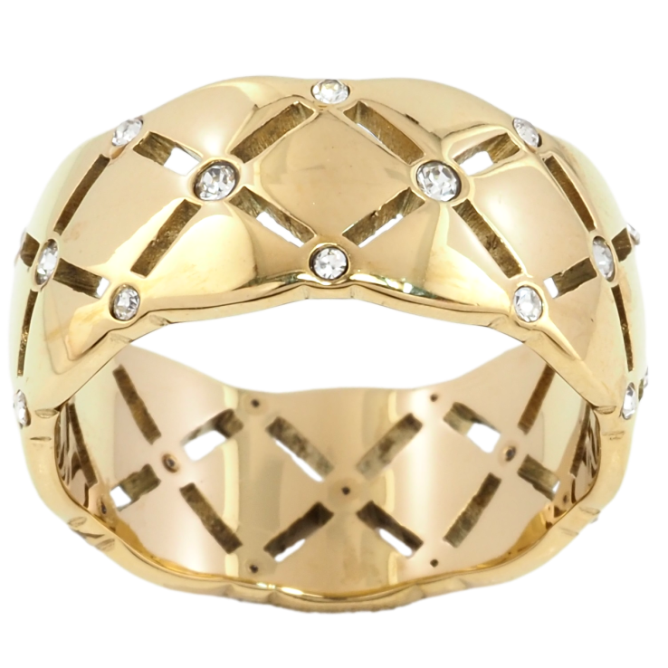 Кольцо Xuping TTM Stainless Steel Цвет 14К Резной узор с вставками циркония фото №25