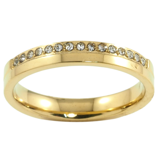 Каблучка Xuping TTM Stainless Steel Колір 14К «Доріжка цирконію, шир. 3.5мм» фото №1
