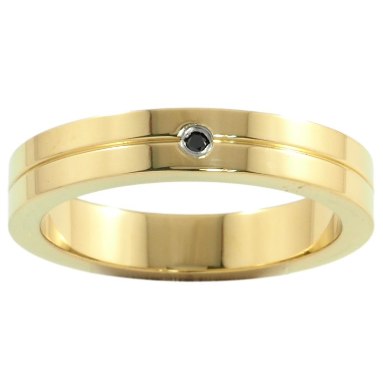 Каблучка Xuping TTM Stainless Steel Колір 14К «Вставка чорний кристал, шир. 4мм» фото №1