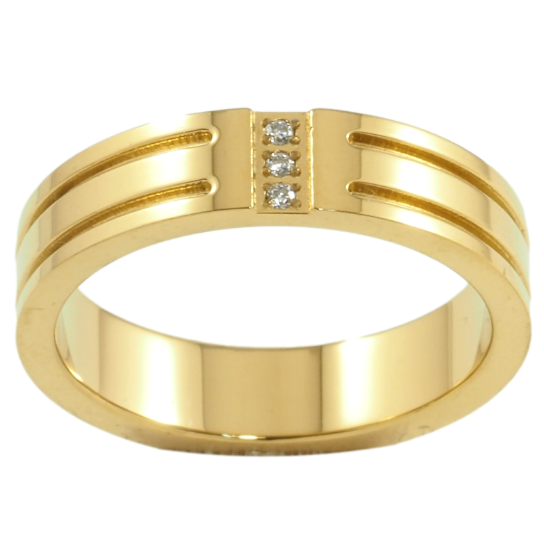 Каблучка Xuping TTM Stainless Steel Колір 14К «Візерунок з цирконієм, шир. 5мм» фото №2 Каблучка Xuping TTM Stainless Steel Колір 14К «Візерунок з цирконієм, шир. 5мм» фото №2