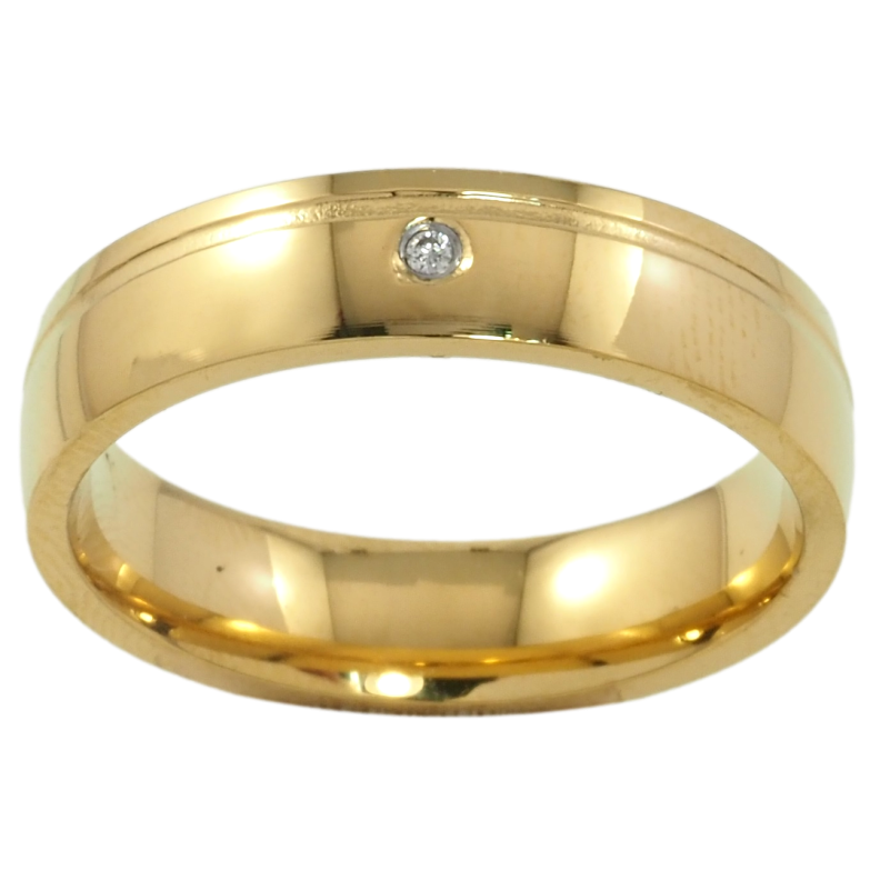 Каблучка Xuping TTM Stainless Steel Колір 14К «Вставка цирконій, шир. 5мм» фото №1