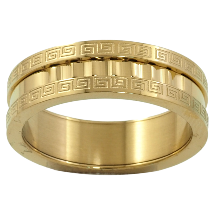 Кольцо Xuping TTM Stainless Steel Цвет 14К Греческий узор, шир. 6мм фото №11