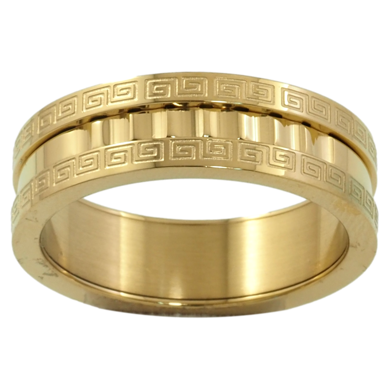 Кольцо Xuping TTM Stainless Steel Цвет 14К Греческий узор, шир. 6мм фото №2 Кольцо Xuping TTM Stainless Steel Цвет 14К Греческий узор, шир. 6мм фото №2