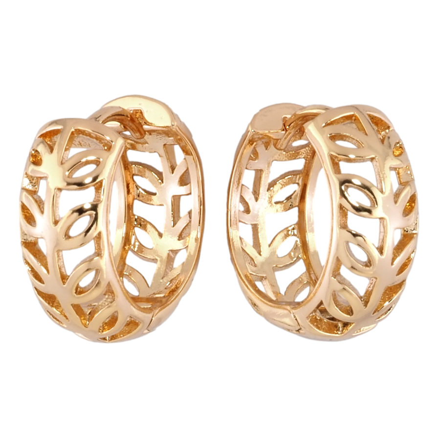 Сережки Xuping Позолота 18K колечка «Різьблений візерунок гілочки» фото №1 Сережки Xuping Позолота 18K колечка «Різьблений візерунок гілочки» фото №1