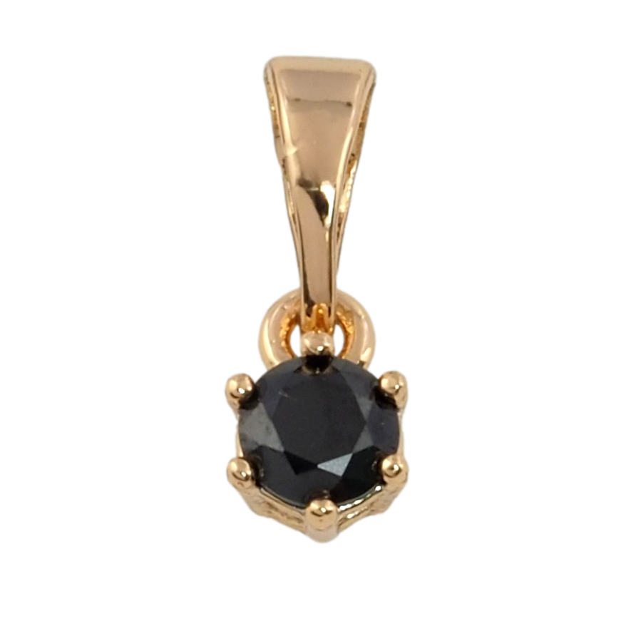 Кулон Xuping Позолота 18K Чорний фіаніт, ø 4мм» для ланцюжка до 5мм фото №1