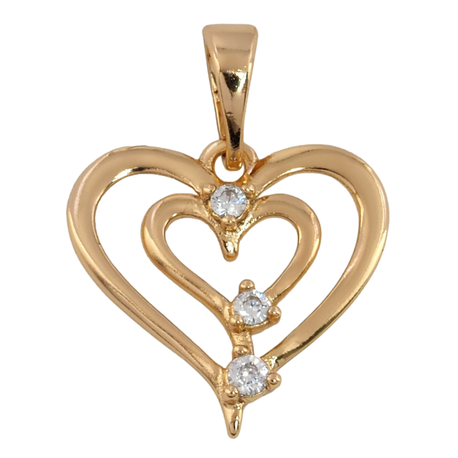 Кулон Xuping Позолота 18K Сердечко с цирконием для цепочки до 5мм фото №1