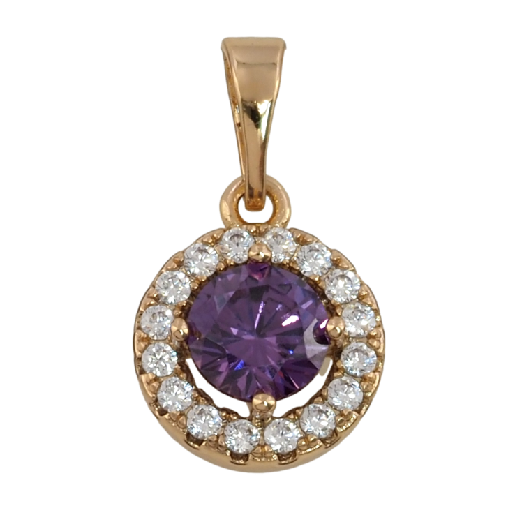 Кулон Xuping Позолота 18K Сиреневый фианит в обрамлении циркония для цепочки до 5мм фото №12