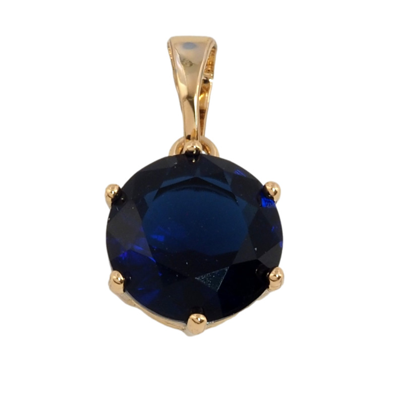 Кулон Xuping Позолота 18K Синій фіаніт, ø 10мм» для ланцюжка до 5мм фото №1