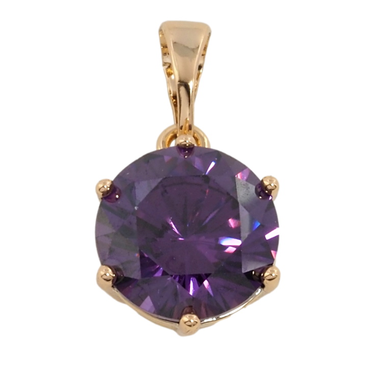 Кулон Xuping Позолота 18K Сиреневый фианит, ø 10мм для цепочки до 5мм фото №10