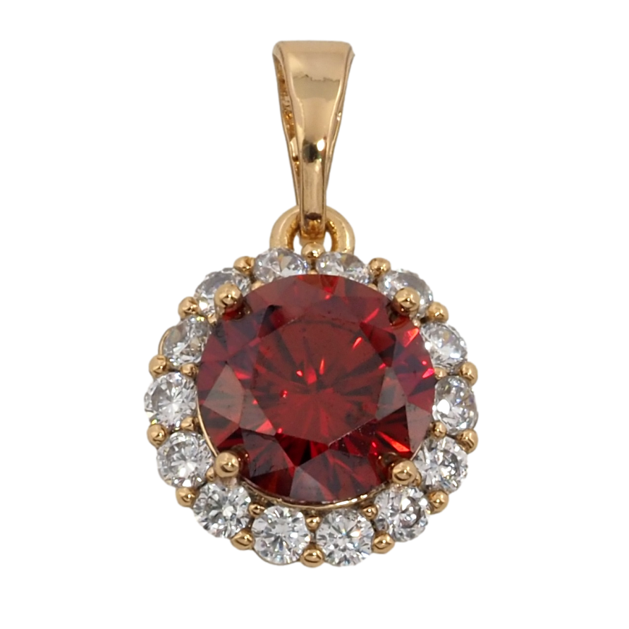 Кулон Xuping Позолота 18K Красный фианит в обрамлении циркония для цепочки до 5мм фото №1