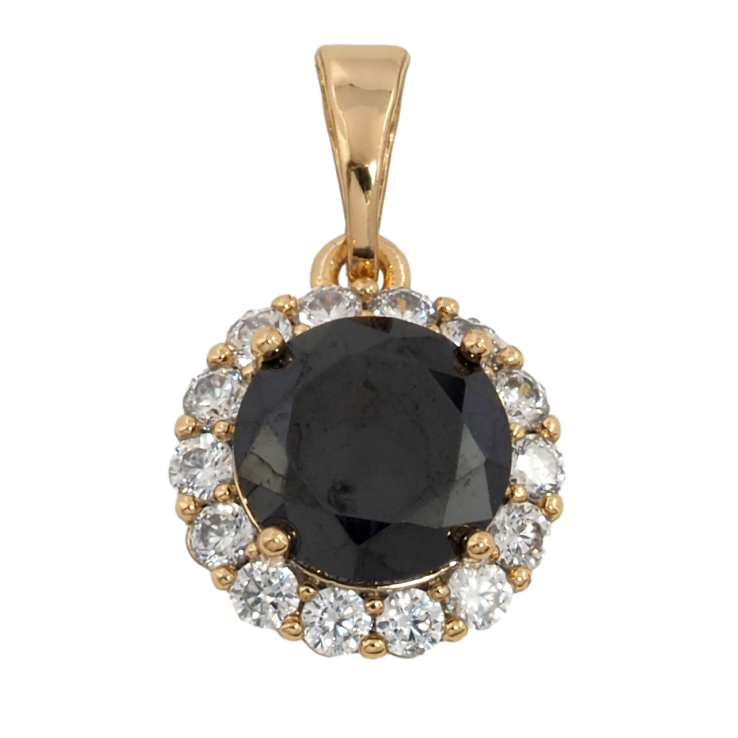 Кулон Xuping Позолота 18K Черный фианит в обрамлении циркония для цепочки до 5мм фото №3