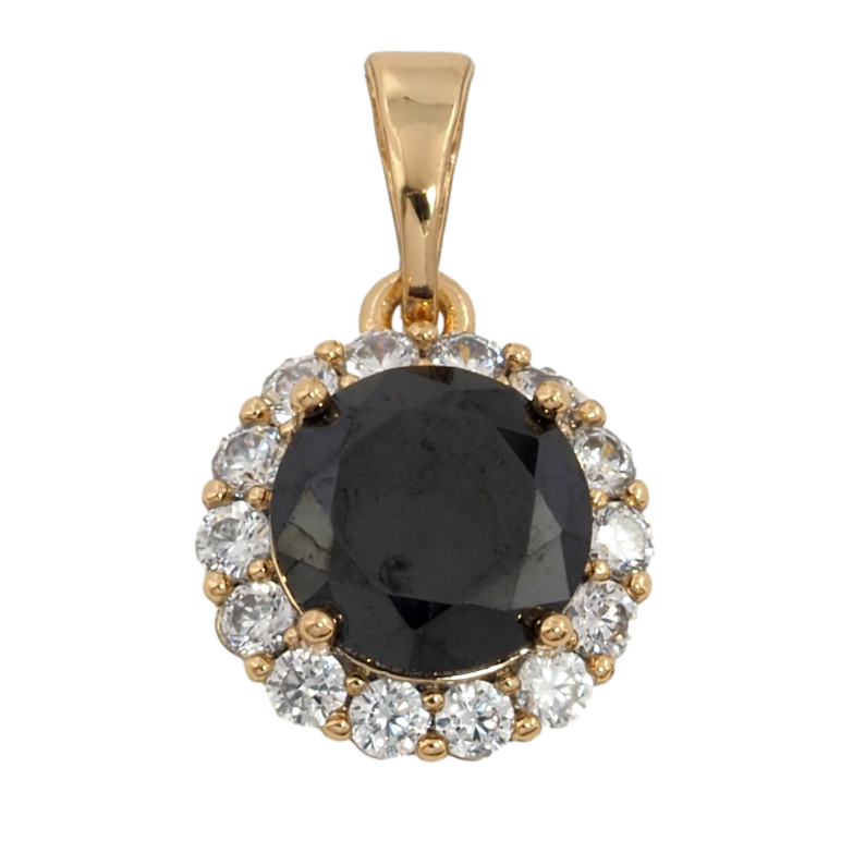 Кулон Xuping Позолота 18K Черный фианит в обрамлении циркония для цепочки до 5мм фото №1