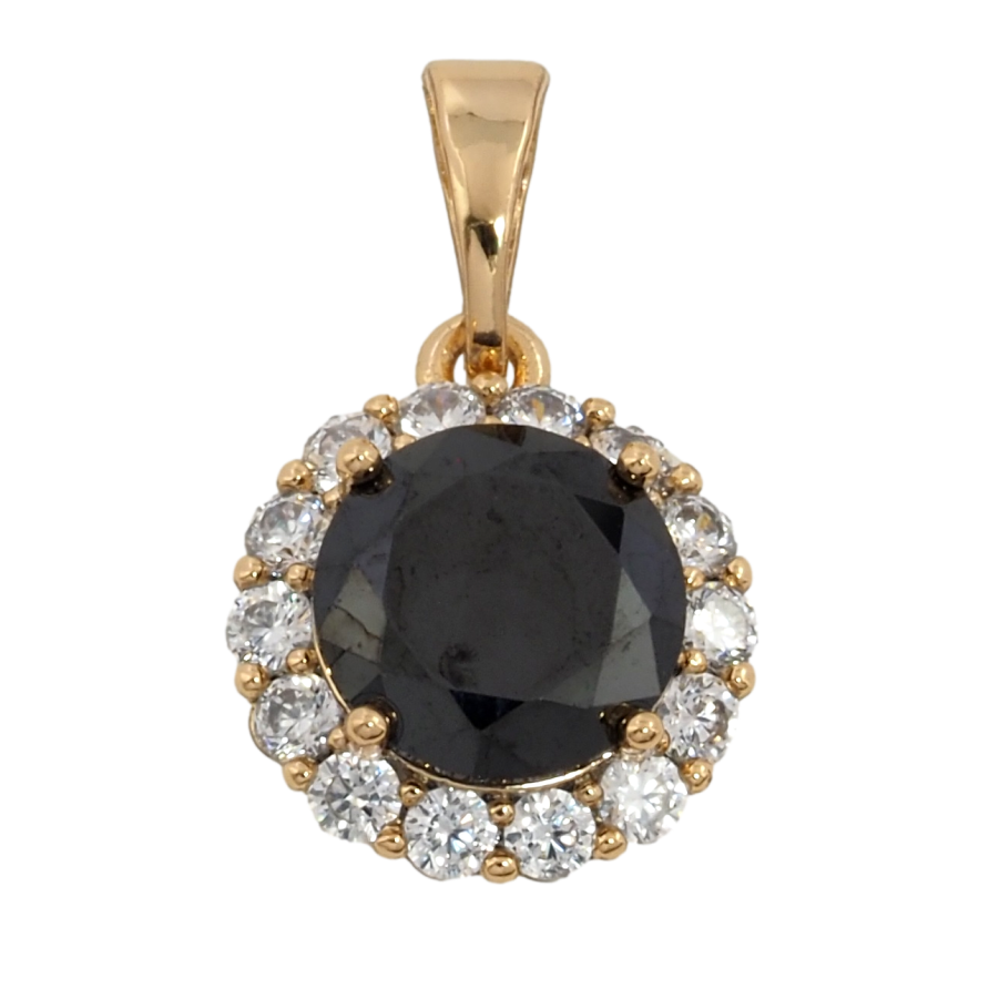 Кулон Xuping Позолота 18K Черный фианит в обрамлении циркония для цепочки до 5мм фото №1