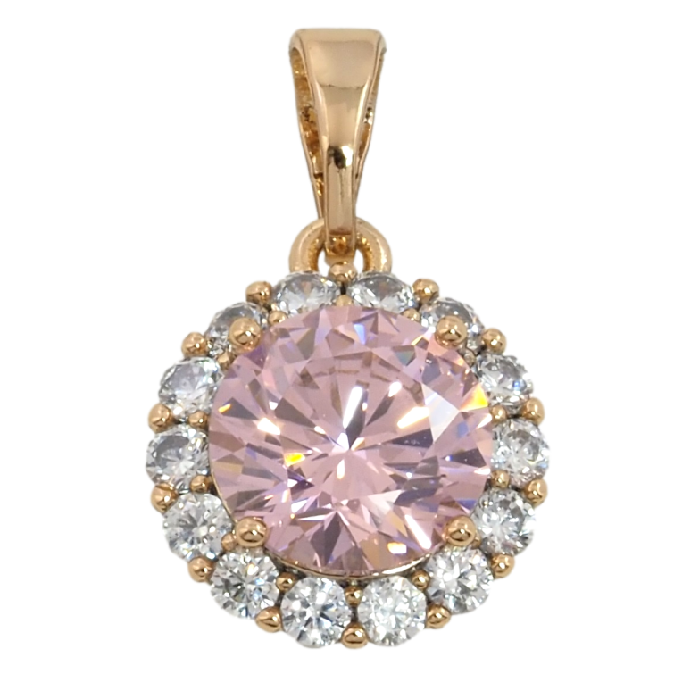 Кулон Xuping Позолота 18K Розовый фианит в обрамлении циркония для цепочки до 5мм фото №1