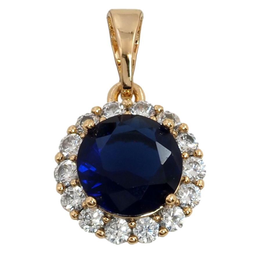 Кулон Xuping Позолота 18K Синий фианит в обрамлении циркония для цепочки до 5мм фото №1