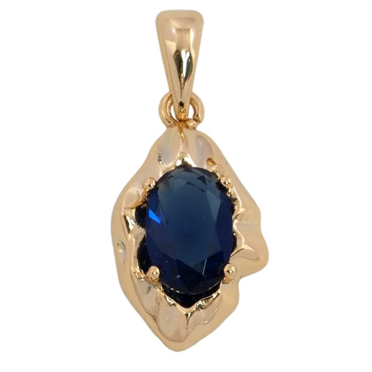 Кулон Xuping Позолота 18K Листик с синим фианитом для цепочки до 5мм фото №14