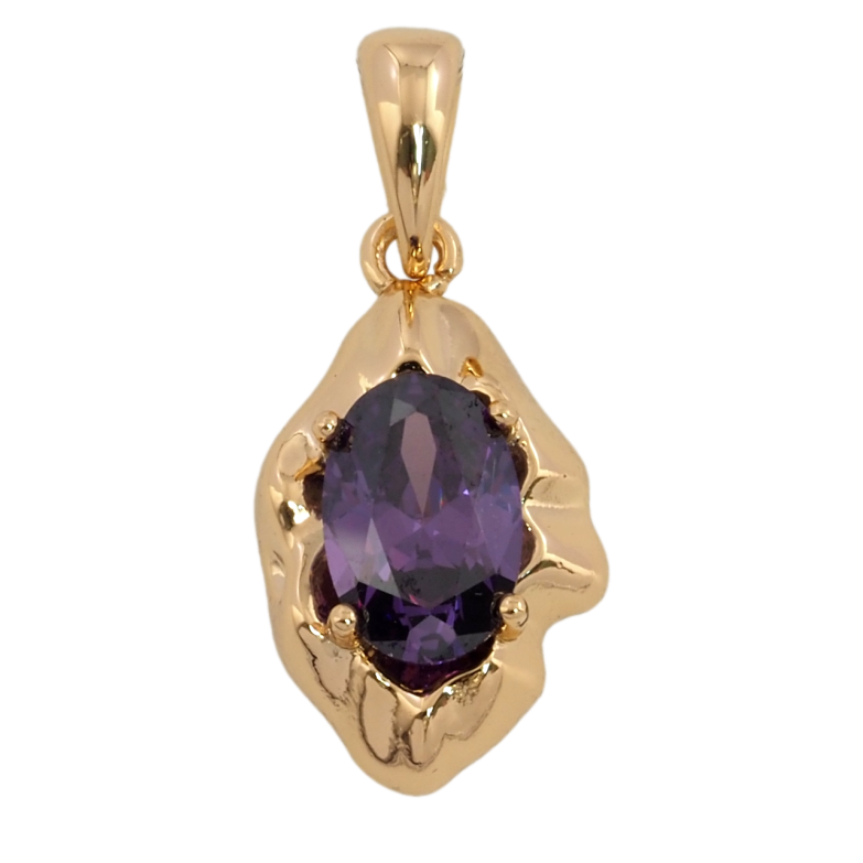 Кулон Xuping Позолота 18K Листочок з бузковим фіанітом для ланцюжка до 5мм фото №1