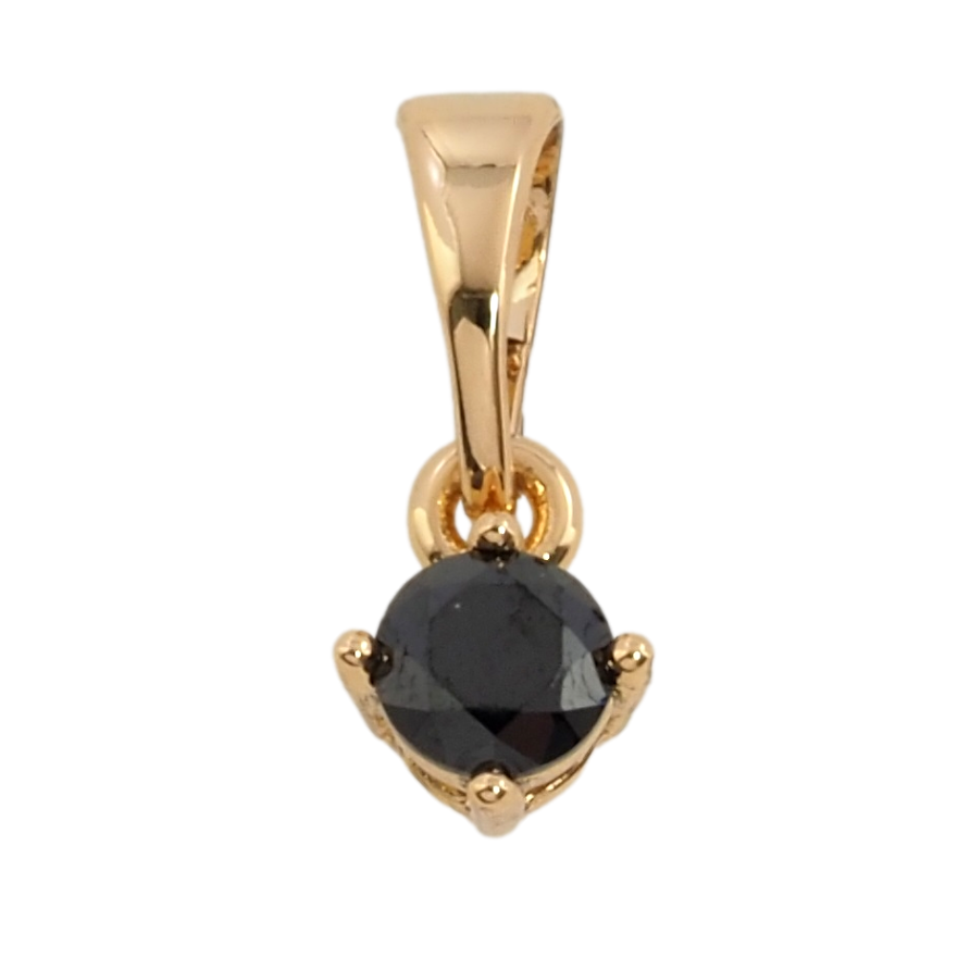 Кулон Xuping Позолота 18K Черный фианит, ø 4мм для цепочки до 5мм фото №1