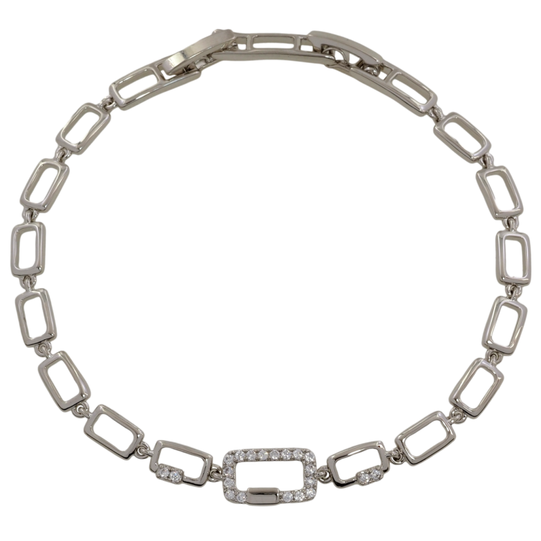 Браслет Xuping Родий Прямоугольные звенья с цирконием размер с доп. замком 17,19см х 4.5мм фото №1 Браслет Xuping Родий Прямоугольные звенья с цирконием размер с доп. замком 17,19см х 4.5мм фото №1