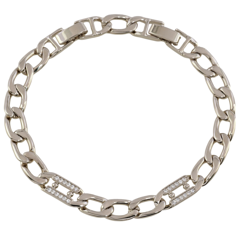 Браслет Xuping Родий Цепочка Панцирная с декоративными вставками размер с доп. замком 17.5,19.5см х 7мм фото №1