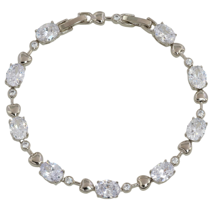 Браслет Xuping Родий Фианиты с сердечками размер с доп. замком 17.5,19.5см х 3-6мм фото №12