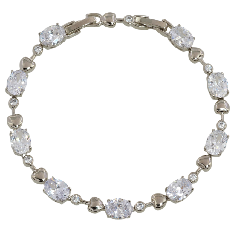 Браслет Xuping Родий Фианиты с сердечками размер с доп. замком 17.5,19.5см х 3-6мм фото №1 Браслет Xuping Родий Фианиты с сердечками размер с доп. замком 17.5,19.5см х 3-6мм фото №1