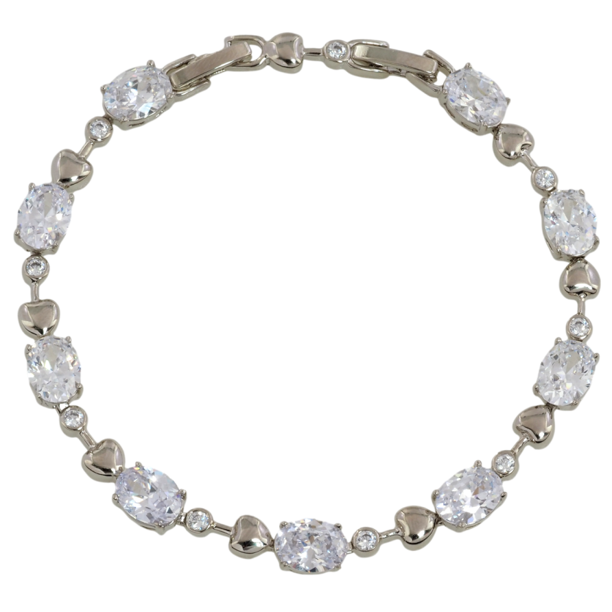 Браслет Xuping Родій «Фіаніти з сердечками» розмір з доп. замком 17.5,19.5см х 3-6мм фото №1 Браслет Xuping Родій «Фіаніти з сердечками» розмір з доп. замком 17.5,19.5см х 3-6мм фото №1