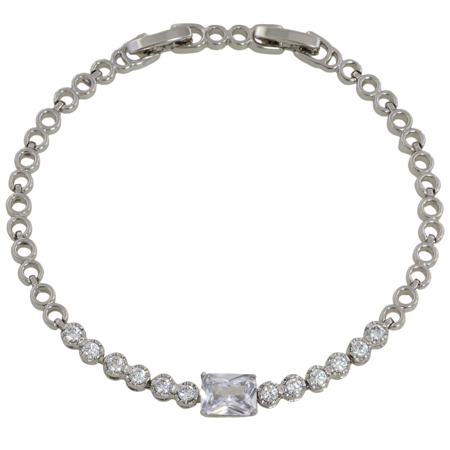 Браслет Xuping Родий Дорожка фианитов размер с доп. замком 17,19см х 4мм фото №1