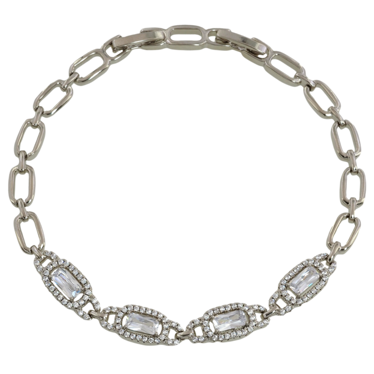 Браслет Xuping Родий Узор с цирконием размер с доп. замком 17.5,19.5см х 5мм фото №14