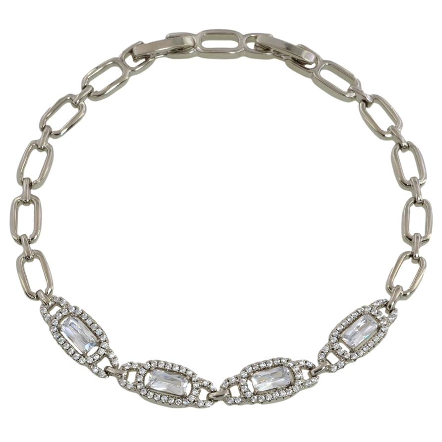 Браслет Xuping Родий Узор с цирконием размер с доп. замком 17.5,19.5см х 5мм фото №1 Браслет Xuping Родий Узор с цирконием размер с доп. замком 17.5,19.5см х 5мм фото №1