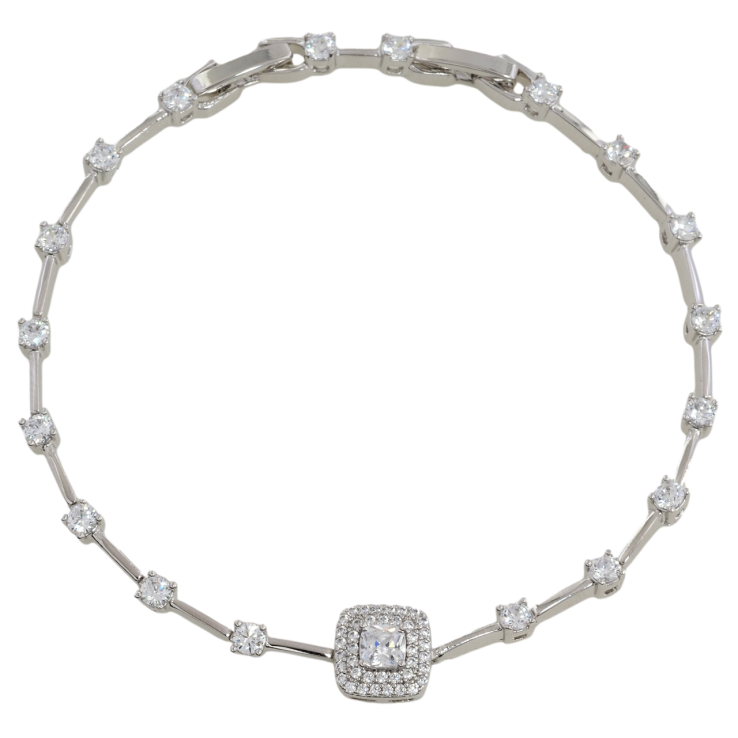 Браслет Xuping Родий Узор с цирконием размер с доп. замком 17.5,19.5см х 1мм фото №16