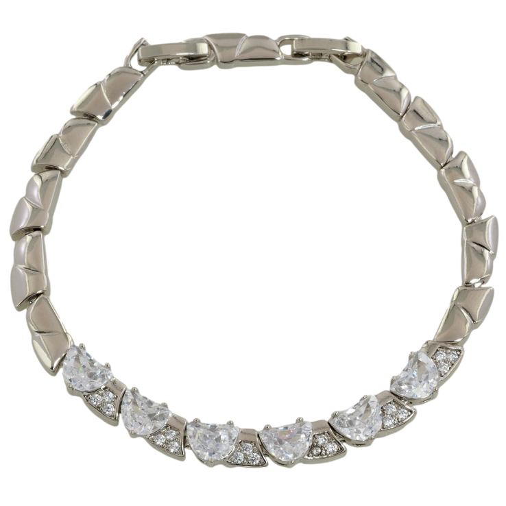 Браслет Xuping Родий Узор с кристальными сердечками размер с доп. замком 17.5,19.5см х 5мм фото №17