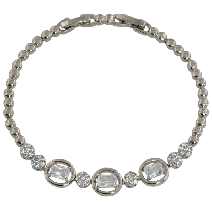 Браслет Xuping Родий Узор с инкрустацией цирконием размер с доп. замком 17.5,19.5см х 3мм фото №19