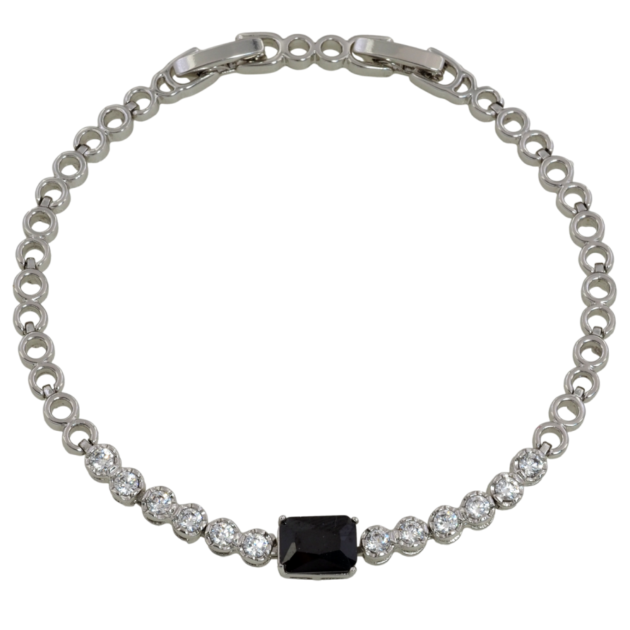 Браслет Xuping Родий Кристальная дорожка с черным фианитом размер с доп. замком 17,19см х 4мм фото №1 Браслет Xuping Родий Кристальная дорожка с черным фианитом размер с доп. замком 17,19см х 4мм фото №1