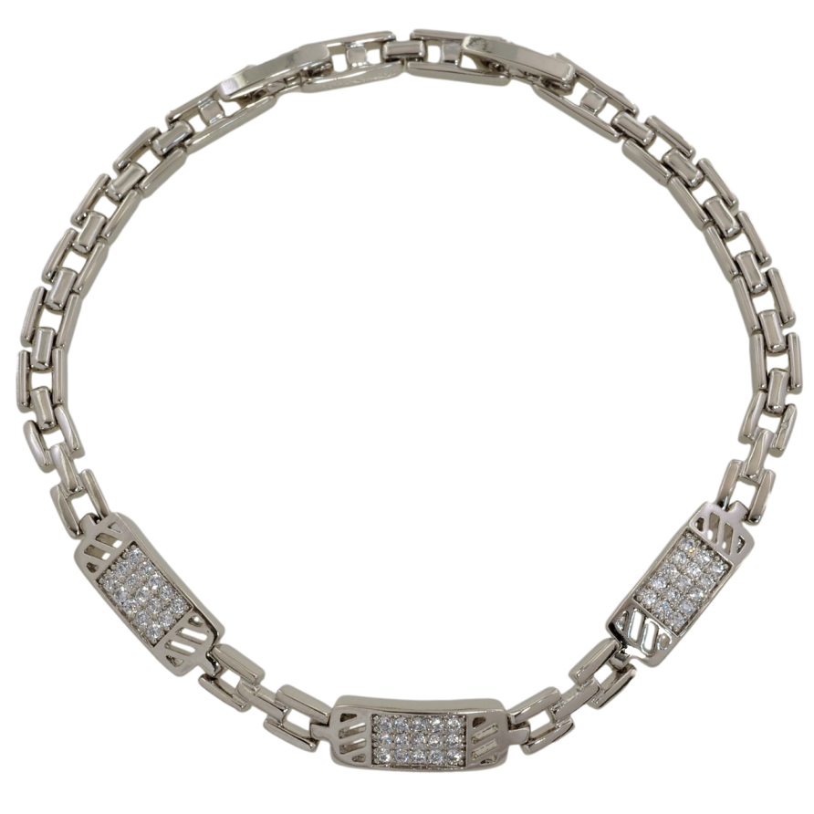 Браслет Xuping Родій «Браслетний візерунок з вставками» розмір з дод. замком 17.5,19.5см х 4мм фото №1