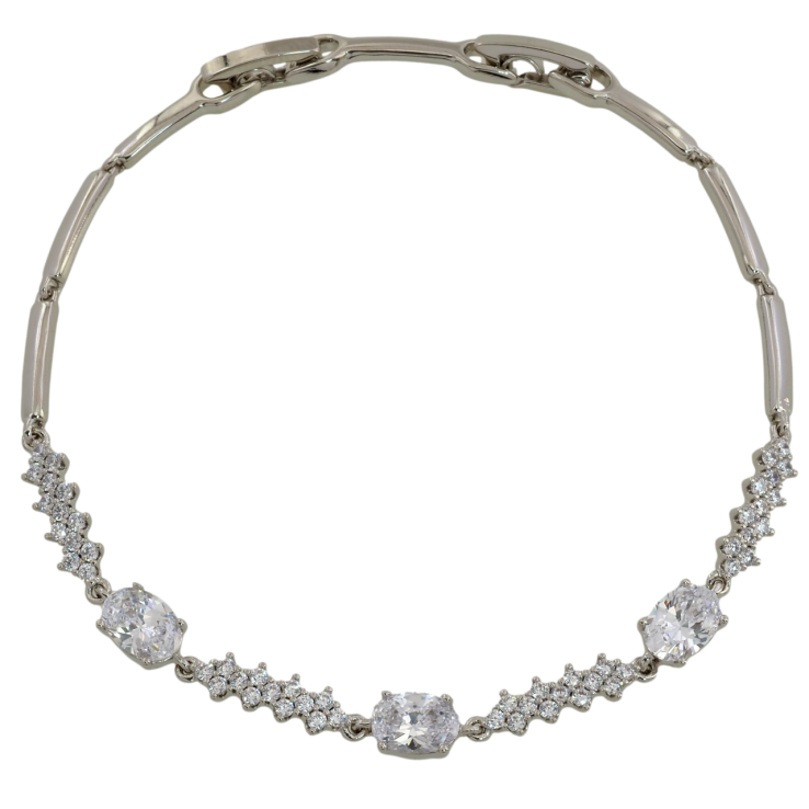 Браслет Xuping Родий Узор с цирконием размер с доп. замком 17.5,19.5см х 2мм фото №15