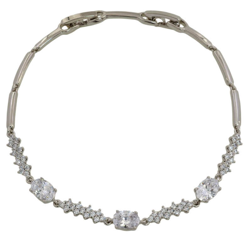 Браслет Xuping Родий Узор с цирконием размер с доп. замком 17.5,19.5см х 2мм фото №1 Браслет Xuping Родий Узор с цирконием размер с доп. замком 17.5,19.5см х 2мм фото №1