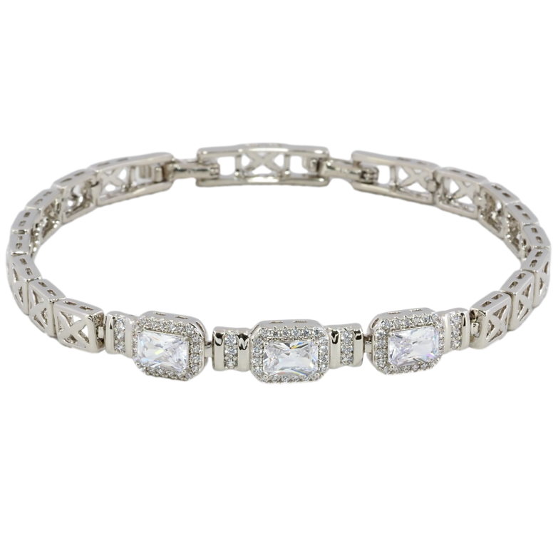 Браслет Xuping Родій «Кришталевий блиск» розмір з доп. замком 17.5,19.5см х 5мм фото №1