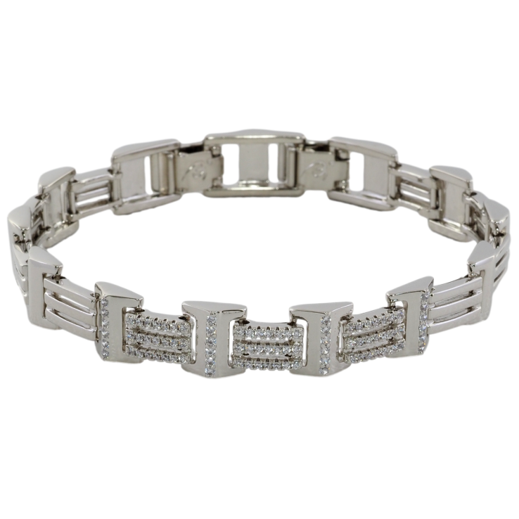 Браслет Xuping Родий Узор с цирконием размер с доп. замком 17.5,19см х 6-9мм фото №13