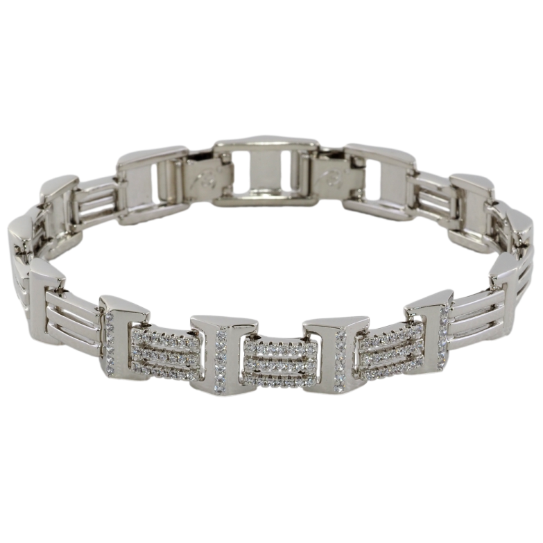 Браслет Xuping Родій «Візерунок з цирконієм» розмір з доп. замком 17.5,19см х 6-9мм фото №1