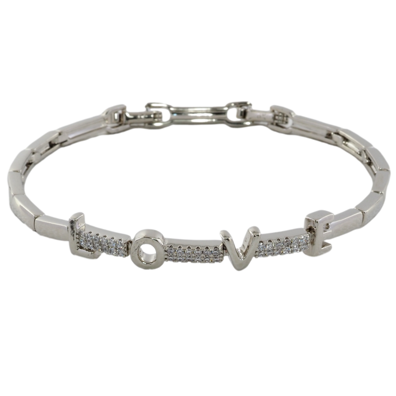 Браслет Xuping Родий Love размер с доп. замком 17,19см х 3мм фото №1